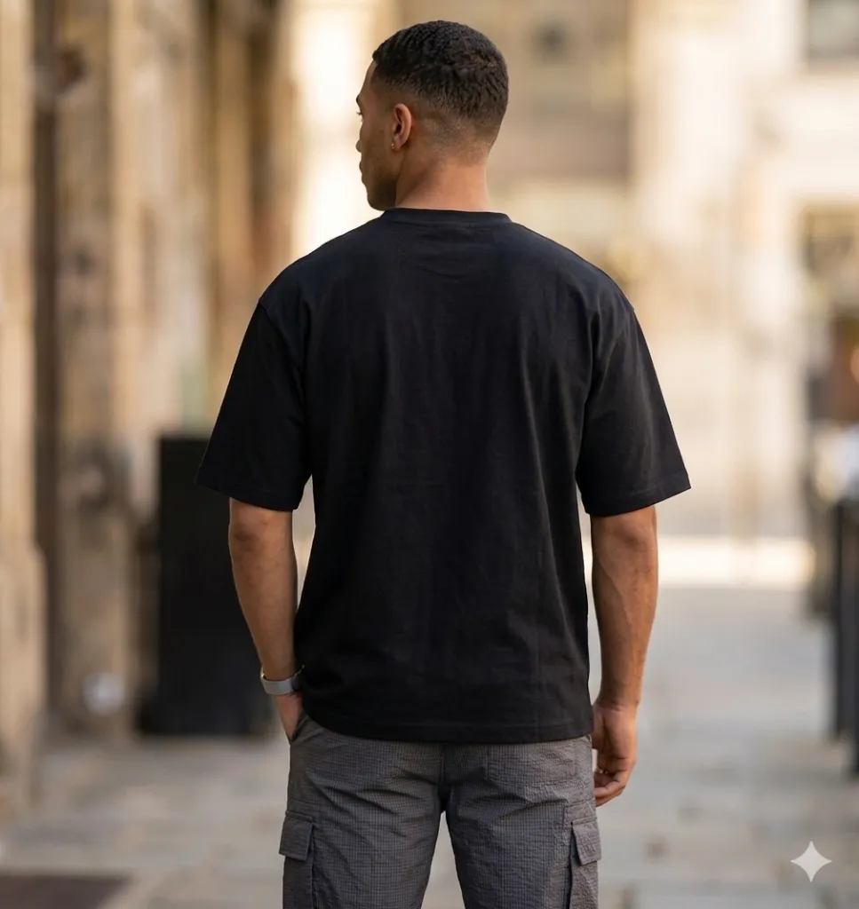 Plain black tee back.webp