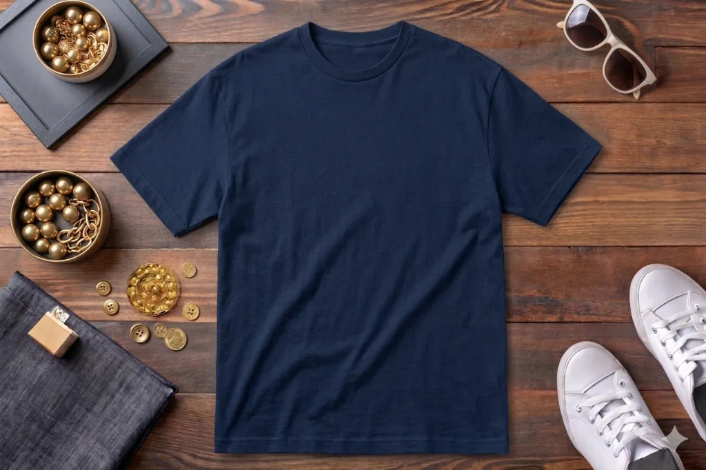 Plain navy blue tee cover.webp