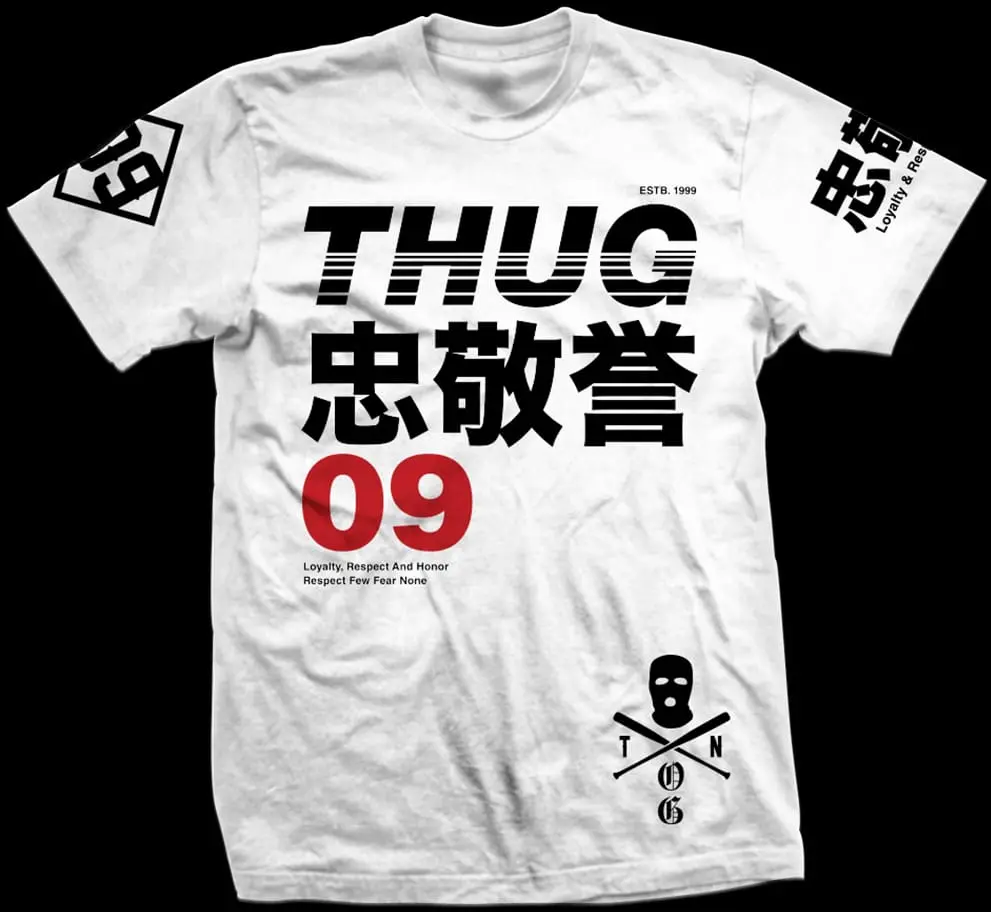 Cotton Printed T-shirts with Japanese Letter